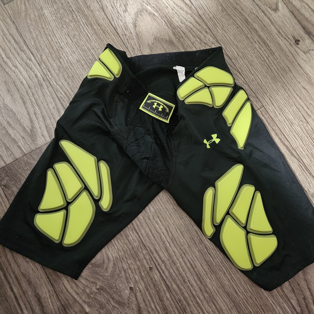Under Armour Black and Neon Green Padded Shorts